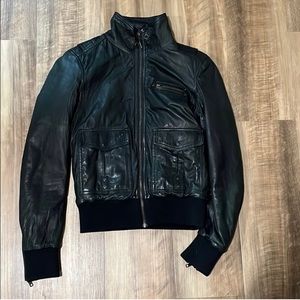 Diesel black leather black moto jacket XS great condition